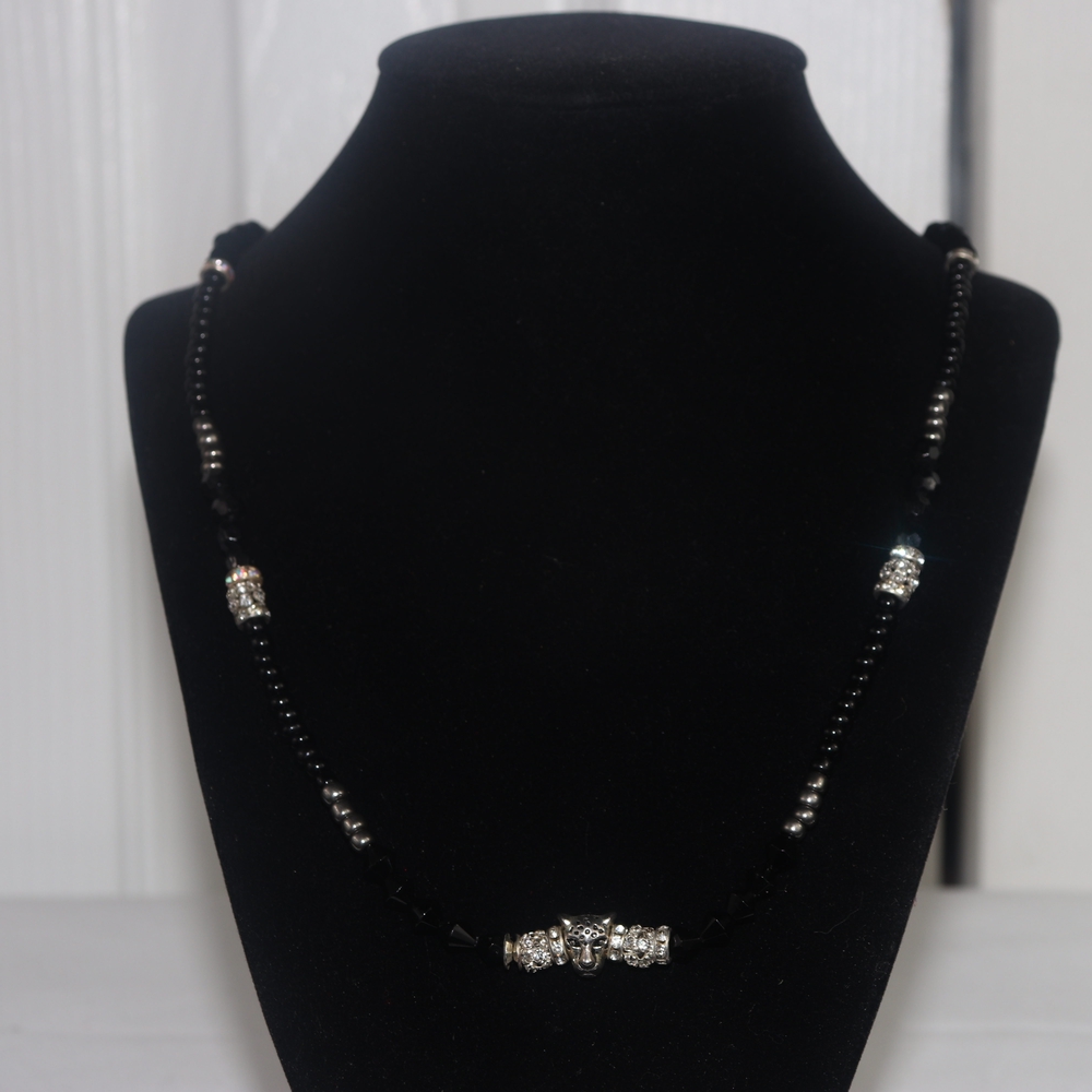 Elegant Black and Silver Beaded Necklace